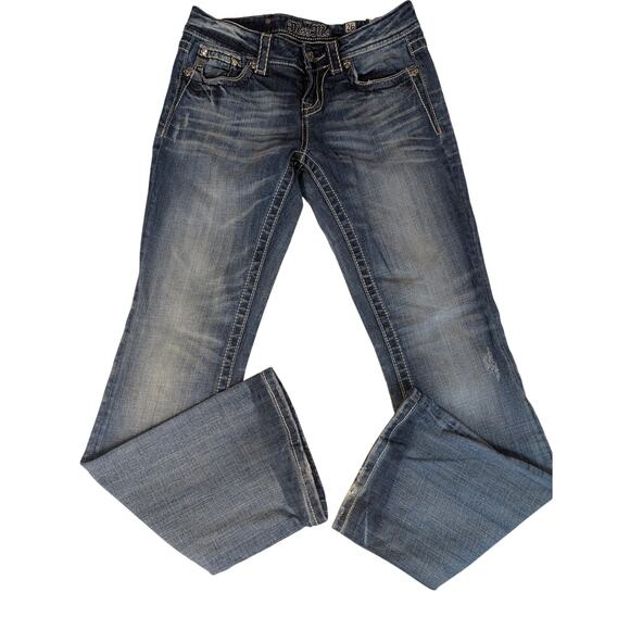 Miss Me Denim - Miss Me Jeans Women's Blue Easy Bootcut Rhinestone JE5342EL Size 26 Western Logo